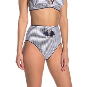 NWT Jessica Simpson Swim Suit Bottoms w Tassel Tie Front Highwaisted Nautical